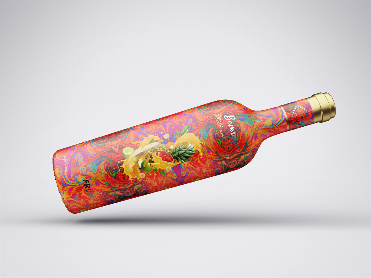 玻璃瓶混合果汁飲料包裝設計